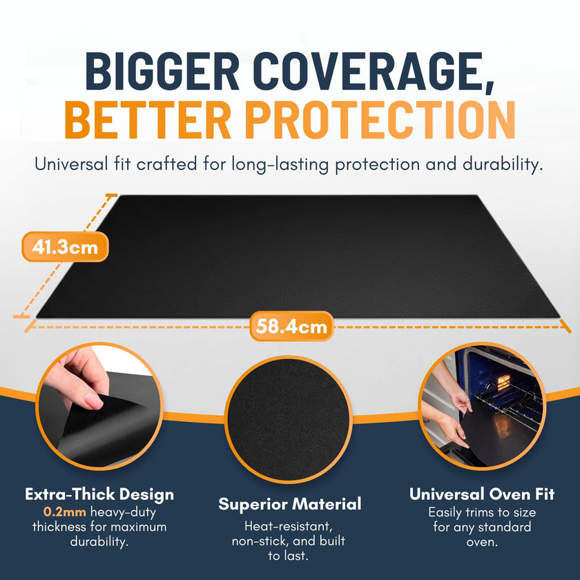 Oven Liners for Bottom of Oven - 3 Pack Large Heavy Duty Mats, 16.25”x23” Non-Stick Reusable Liner for Electric, Gas, Toasters, Grills - BPA & PFOA Free Kitchen Accessory to Keep It Clean (Black) 🍁 All In One Marketplace Canada