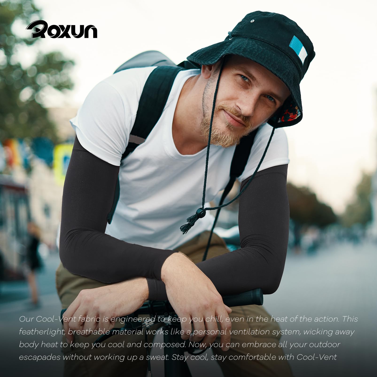 ROXUN 2 Pairs Arm Sleeves, Cooling UV Sun Protection Sports Compression for Men/Women 2 Black 🍁 All In One Marketplace Canada