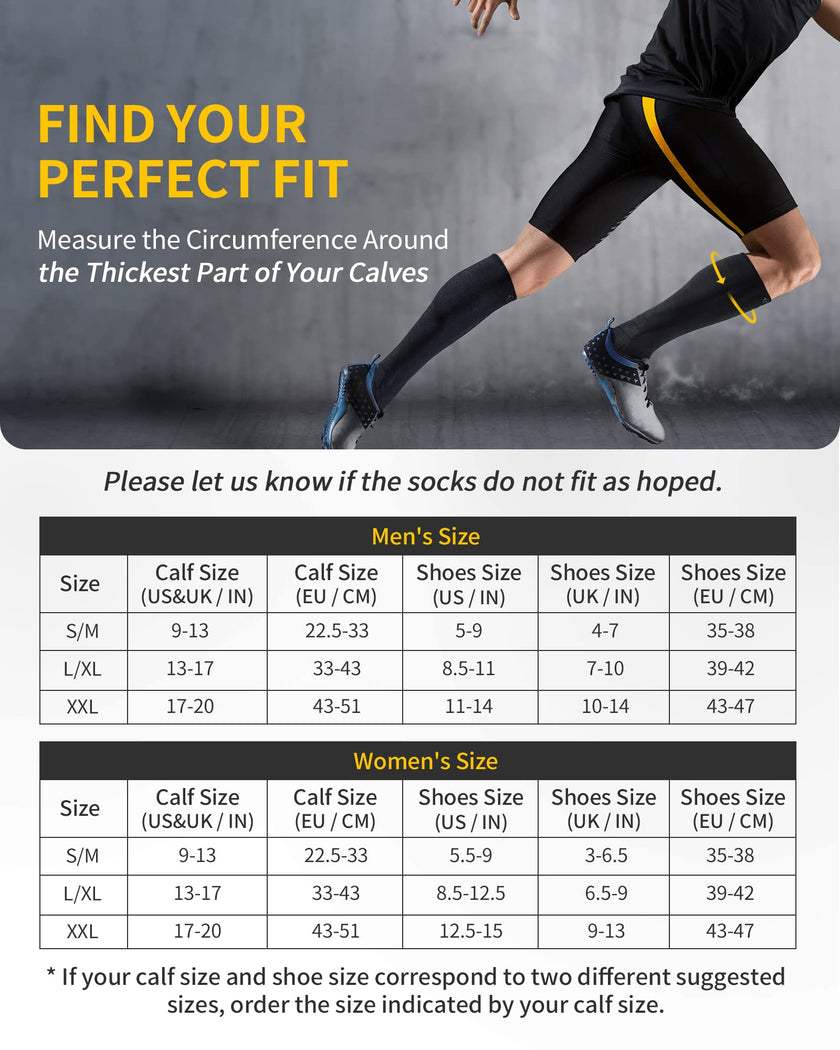 CAMBIVO 2 Pairs Compression Socks for Men and Women(20-30 mmHg), Compression Stocking for Swelling, Nurse, Flight(Black, SM) 🍁 All In One Marketplace Canada