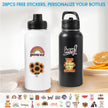 Insulated Water Bottle, 32oz Vacuum Stainless Steel Metal Sports Water Bottles with Stickers, Straw & Spout Lid (2 Lids), Double Walled to Keeps Hot and Cold, Leak Proof, BPA-Free, 32oz (Black) 🍁 All In One Marketplace Canada