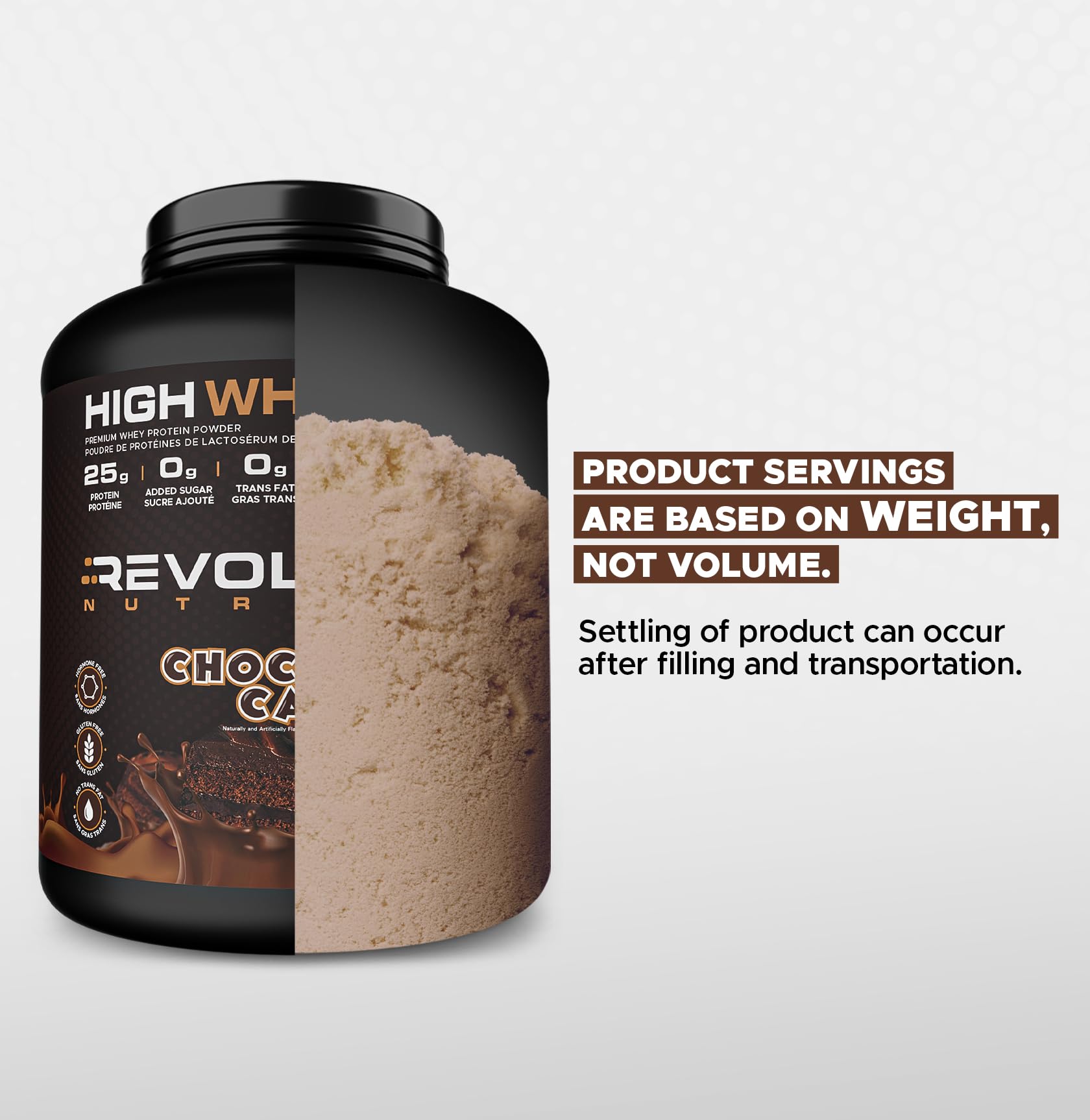 Revolution Nutrition, High Whey, Protein Powder 6LB, Whey Protein, Gluten Free, 25g of Protein Per Scoop, 2.7kg, 73 Servings (Chocolate Cake, 6 Pound) 🍁 All In One Marketplace Canada