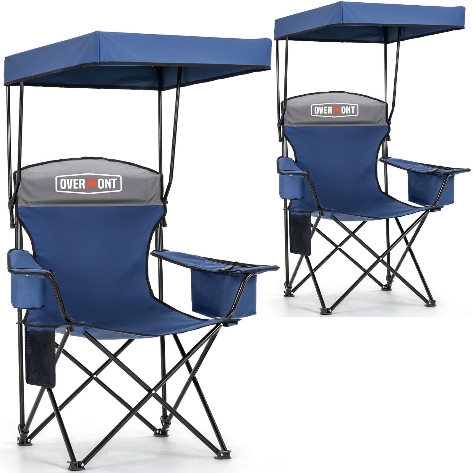 Overmont Beach Chair with Canopy Shade and Cooler - Support 330lbs Oversized Folding Camping Chair with Umbrella- Cup Holder - Cool Bag - Lounge Chair for Sand Travel Outdoor Pool Sports Blue 2pcs 🍁 All In One Marketplace Canada