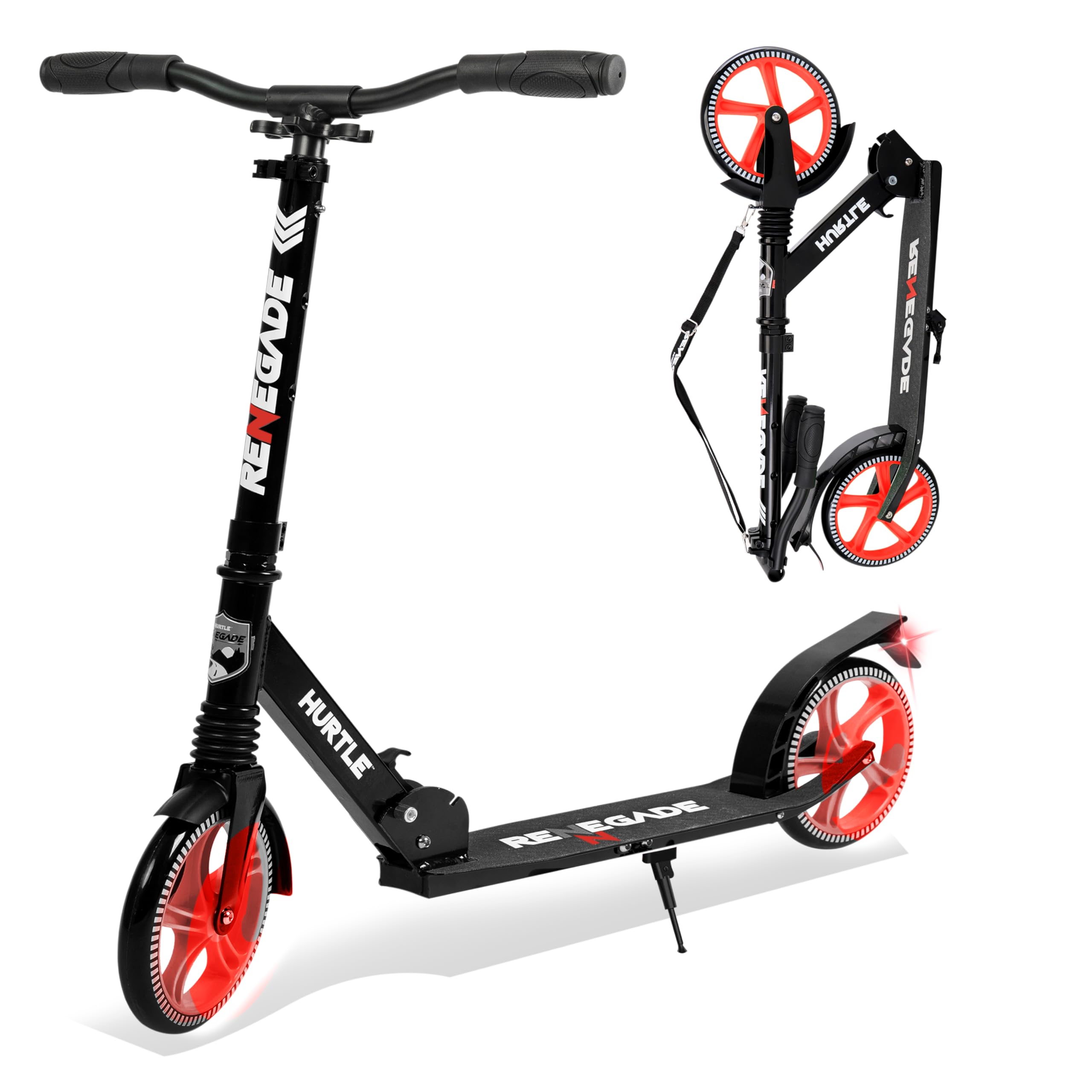 Hurtle Two Wheel Scooter for Teens, Smooth Gliding Kick Scooter for Adults w/Adjustable Height for Ages 8+, Portable All Terrain Scooter w/Carry Straps, Easy to Fold 🍁 All In One Marketplace Canada
