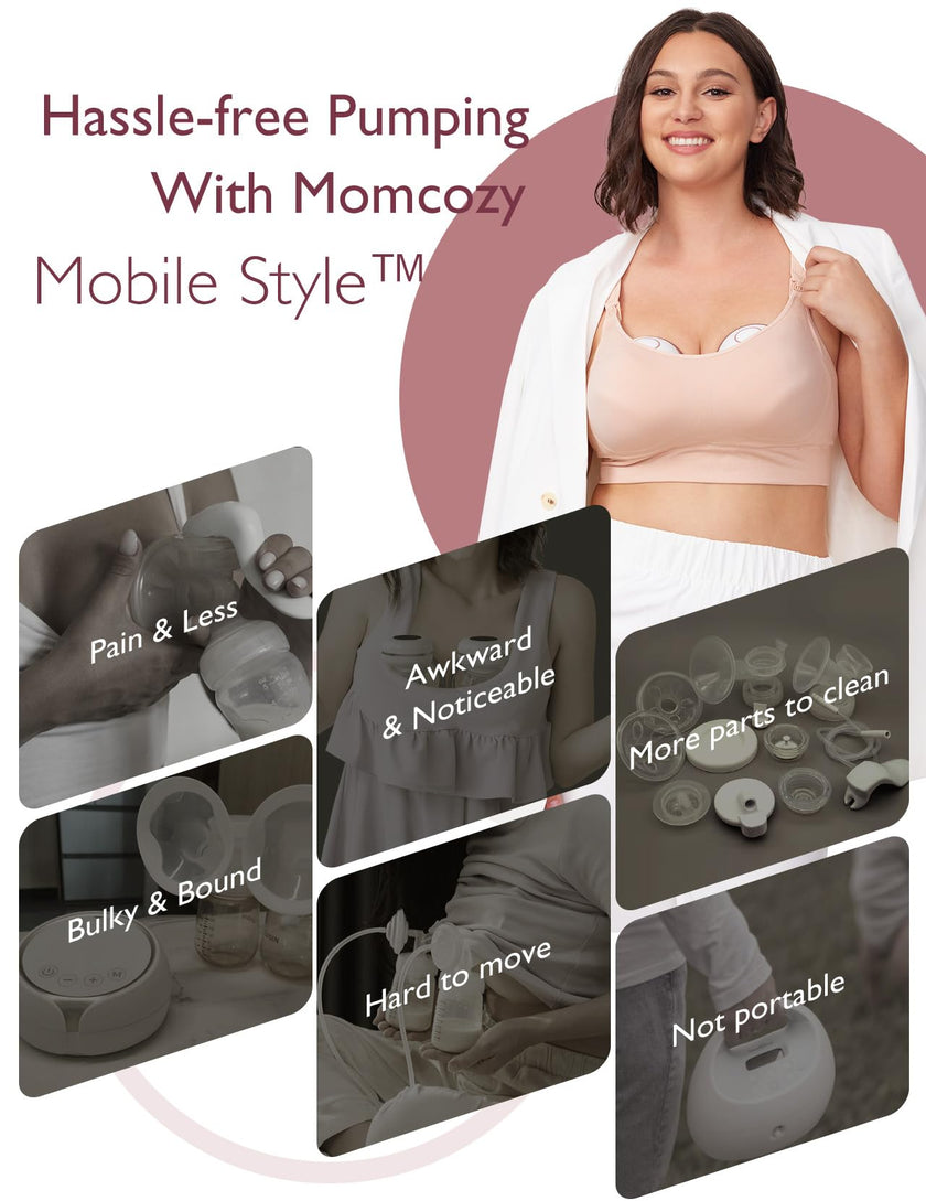 Momcozy Breast Pump Hands Free Mobile Style | M6, Wearable Breastfeeding Pump Ideal Rhythm for More Milk, DoubleFit Flange More Fit & Discreet with 3 Modes & 9 Levels, 24mm (Cozy Red, 2 Count) 🍁 All In One Marketplace Canada