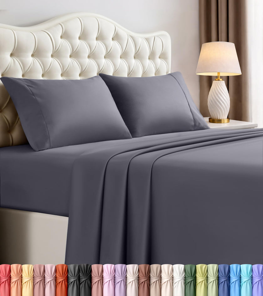 Utopia Bedding Queen Bed Sheets - 4 Piece Queen Size Cooling Sheet Set - Hotel Luxury Soft Breathable Microfiber, Oeko-TEX, Deep Pocket Easy Fit & Care, Fade & Wrinkle Resistant, Grey 🍁 All In One Marketplace Canada