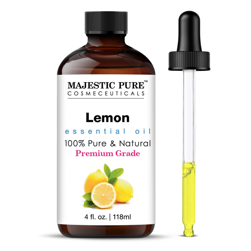 Majestic Pure Lemon Essential Oil - Huge 118 ml - 100% Pure and Natural Oil for Soap Making Scent- Premium Grade with Glass Dropper 🍁 All In One Marketplace Canada