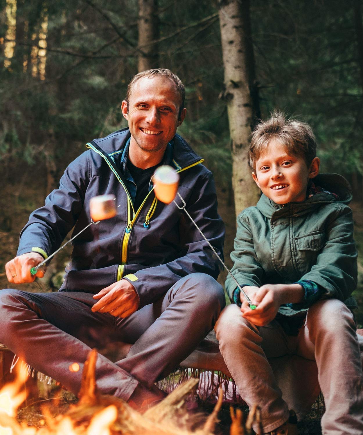 Marshmallow Roasting Sticks, Roasting Sticks with Wooden Handle 32 Inch Extendable BBQ Forks Telescoping Sticks Telescopic Stainless Steel Skewers for Grilling,Campfire (10) 🍁 All In One Marketplace Canada