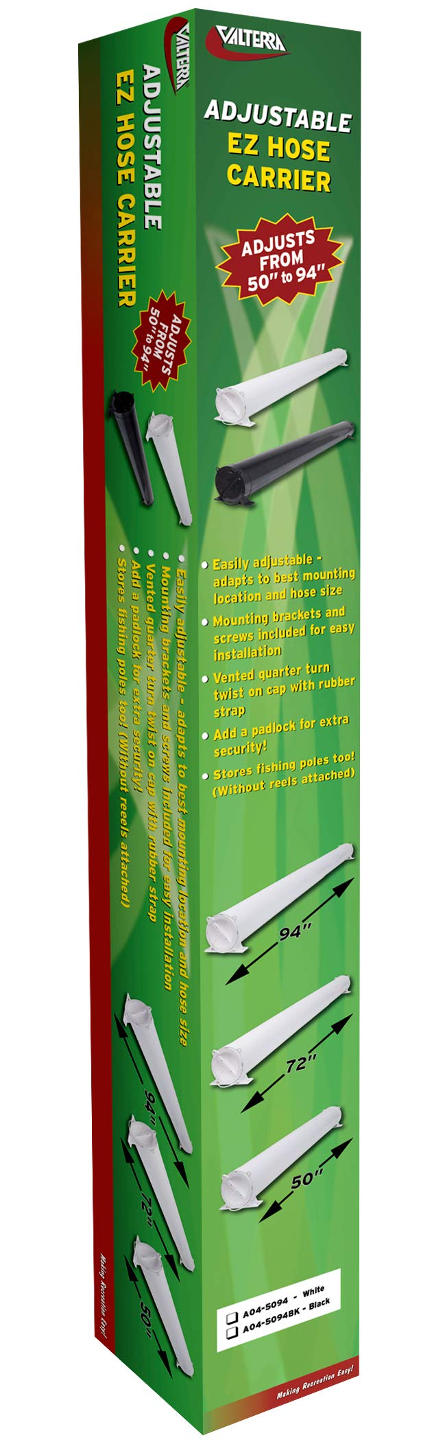 Valterra A04-5094BK RV Adjustable EZ Hose Carrier with Lockable Door Cap, Black 🍁 All In One Marketplace Canada