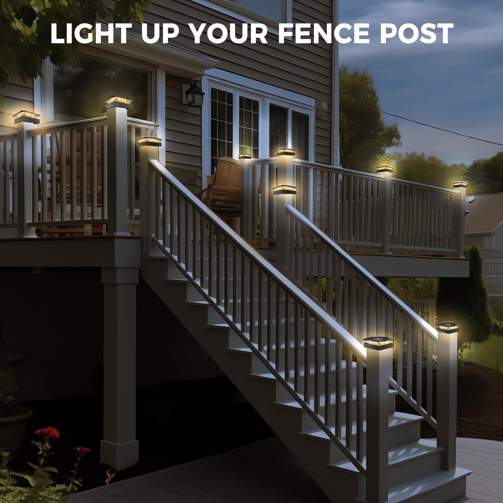 peasur 4x4 Solar Post Caps Lights, 3 Modes Fence Post Solar Lights for Outdoor Vinyl Wooden Posts, Waterproof Deck Post Solar Lights for Garden Porch, Black 4 Pack 🍁 All In One Marketplace Canada