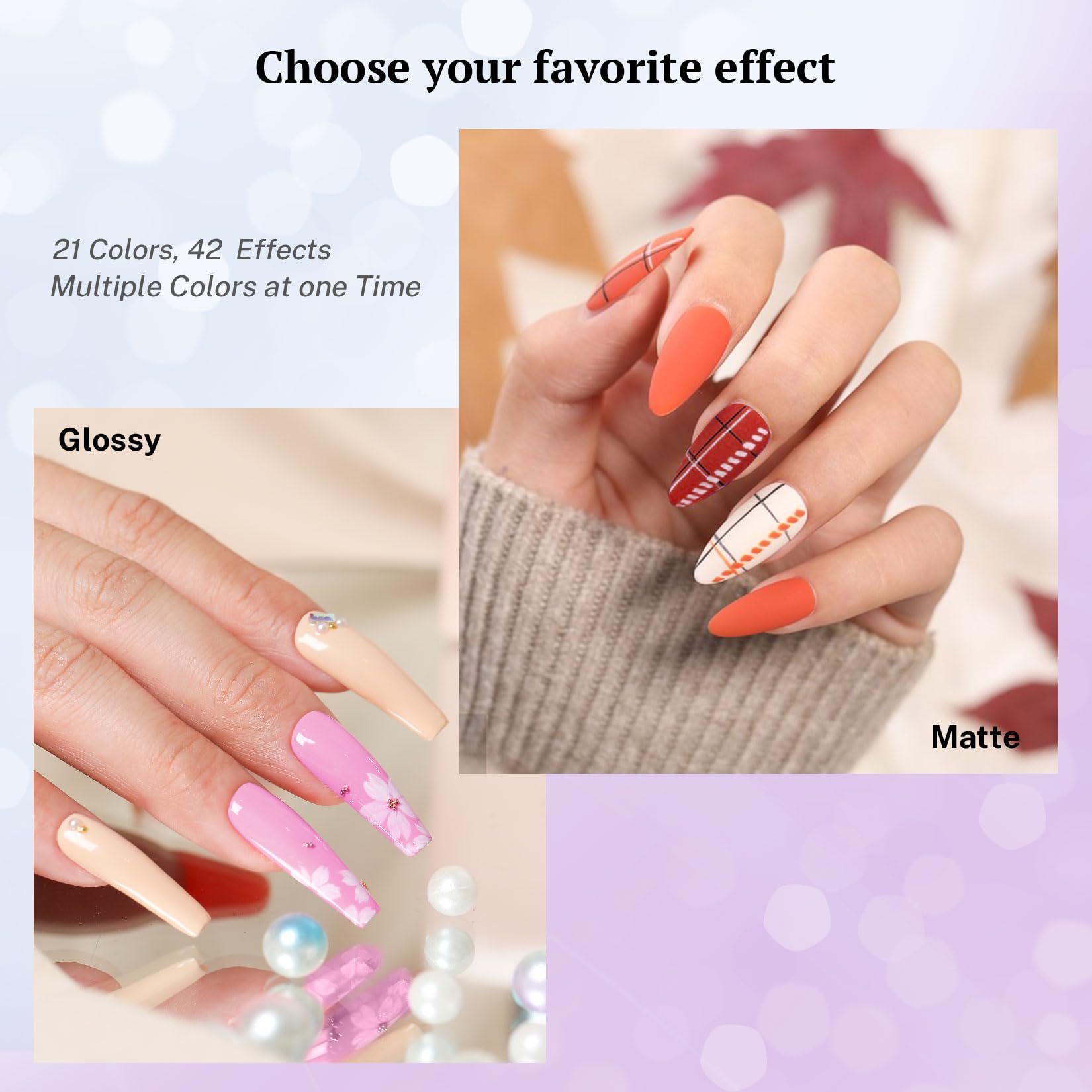 phoenixy 24 PCS Gel Nail Polish Kit, 21 Colors U V Gel Nail Polish Set with Base Glossy Matte Top Coat Spring Black Gray Red Nail Kit Gifts for Women 🍁 All In One Marketplace Canada