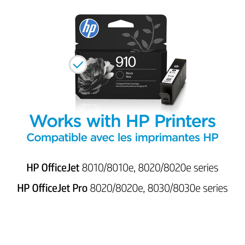 Original HP 910 Black Ink Cartridge | Works with HP OfficeJet 8010 8020 HP OfficeJet Pro 8020 8030 | Eligible for Instant Ink, Standard Yield, Standard Yield Ink Cartridge 🍁 All In One Marketplace Canada