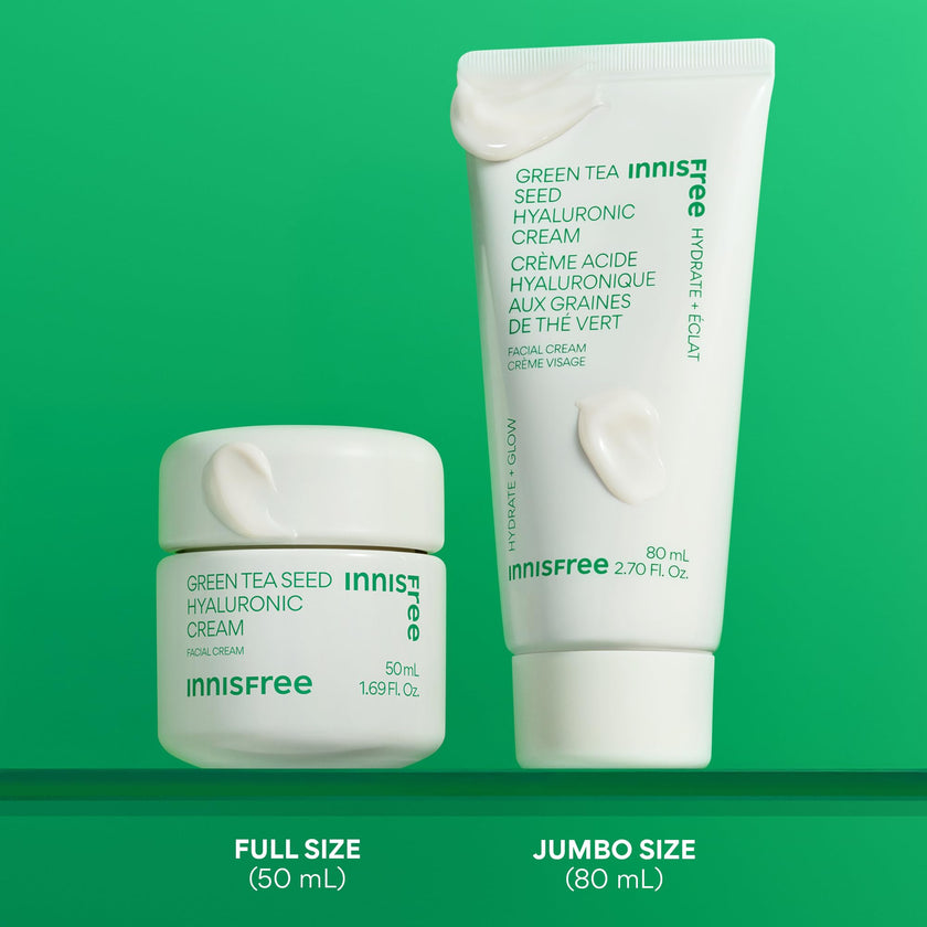 innisfree Jumbo Green Tea Seed Hyaluronic Acid Cream With Barrier Boosting Complex and Ceramide, Korean Hydrating Face Moisturizer for Dry Skin 🍁 All In One Marketplace Canada