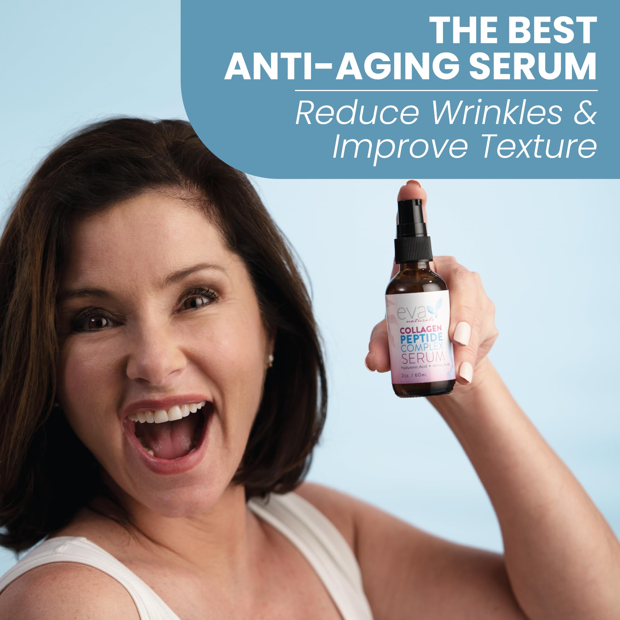 Eva Naturals Peptide Serum for Face – Collagen Boosting Anti-Aging Facial Serum for Wrinkles, Fine Lines & Microneedling – Skin Firming, Smoothing & Hydrating Peptides Booster 🍁 All In One Marketplace Canada