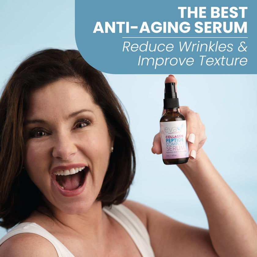 Eva Naturals Peptide Serum for Face – Collagen Boosting Anti-Aging Facial Serum for Wrinkles, Fine Lines & Microneedling – Skin Firming, Smoothing & Hydrating Peptides Booster 🍁 All In One Marketplace Canada