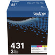 Brother Original TN431 3PK Standard Yield Colour Toner Cartridge Value Pack (3), Toner Replacement cartridges, Cyan/Magenta/Yellow, for Brother Laser Printers HL-L8360CDW, MFC-L8610CDW, and More 🍁 All In One Marketplace Canada