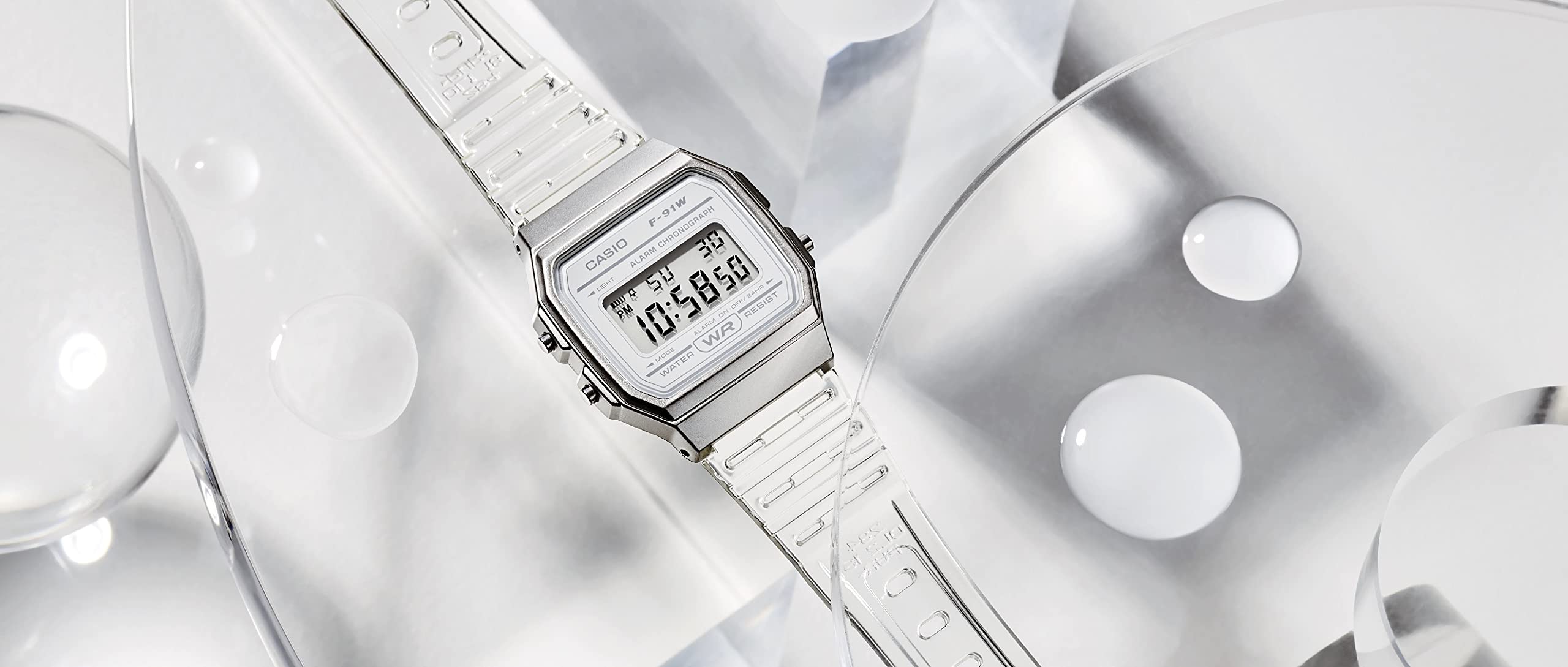 Casio Quartz Watch with Resin Strap, Clear, 20 (Model: F-91WS-7CF) 🍁 All In One Marketplace Canada