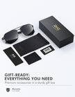 LUENX Aviator Sunglasses for Men Square Polarized Polygon Black Lens Matte Black Frame - UV 400 Protection with Accessories Driving 🍁 All In One Marketplace Canada