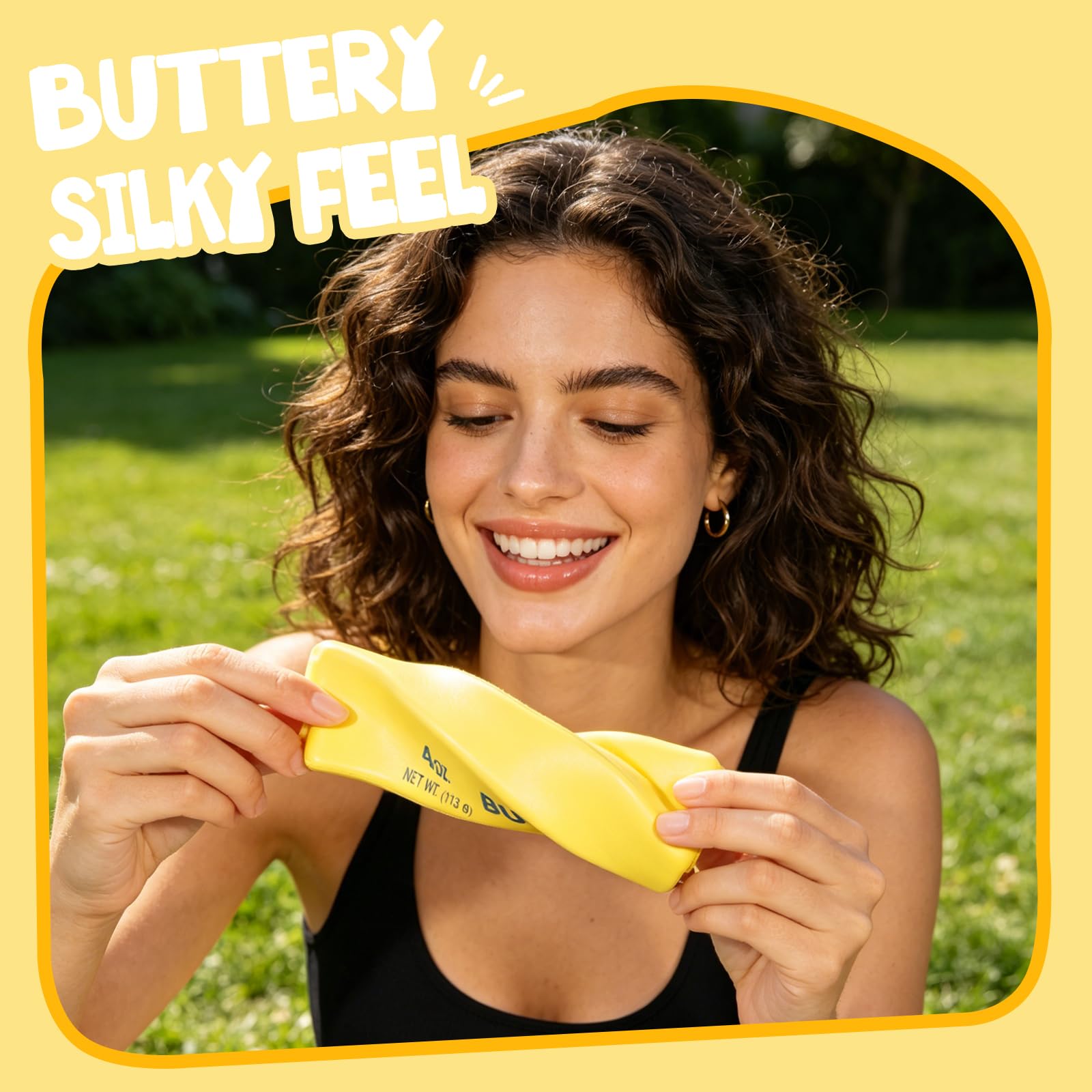 Butter Squishy, Soft Slow Rising Squeeze Butter Squishy, Realistic Texture Sensory Play Fidget Toy, Fun Desk Toy for Kids, Teens & Adults (Yellow, Small) 🍁 All In One Marketplace Canada