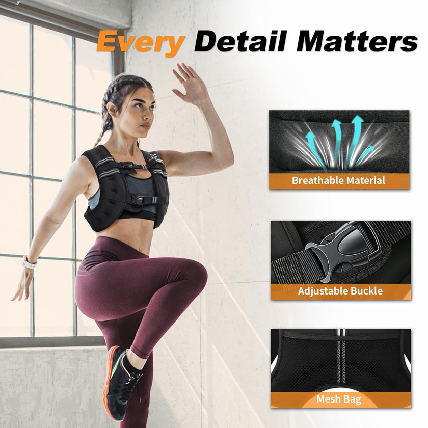 VBSD Weighted Vest Woman 16LB Weight Vest for Women Men Body Weight Vests for Walking Strength Training Running Workout Jogging Fitness Black 🍁 All In One Marketplace Canada