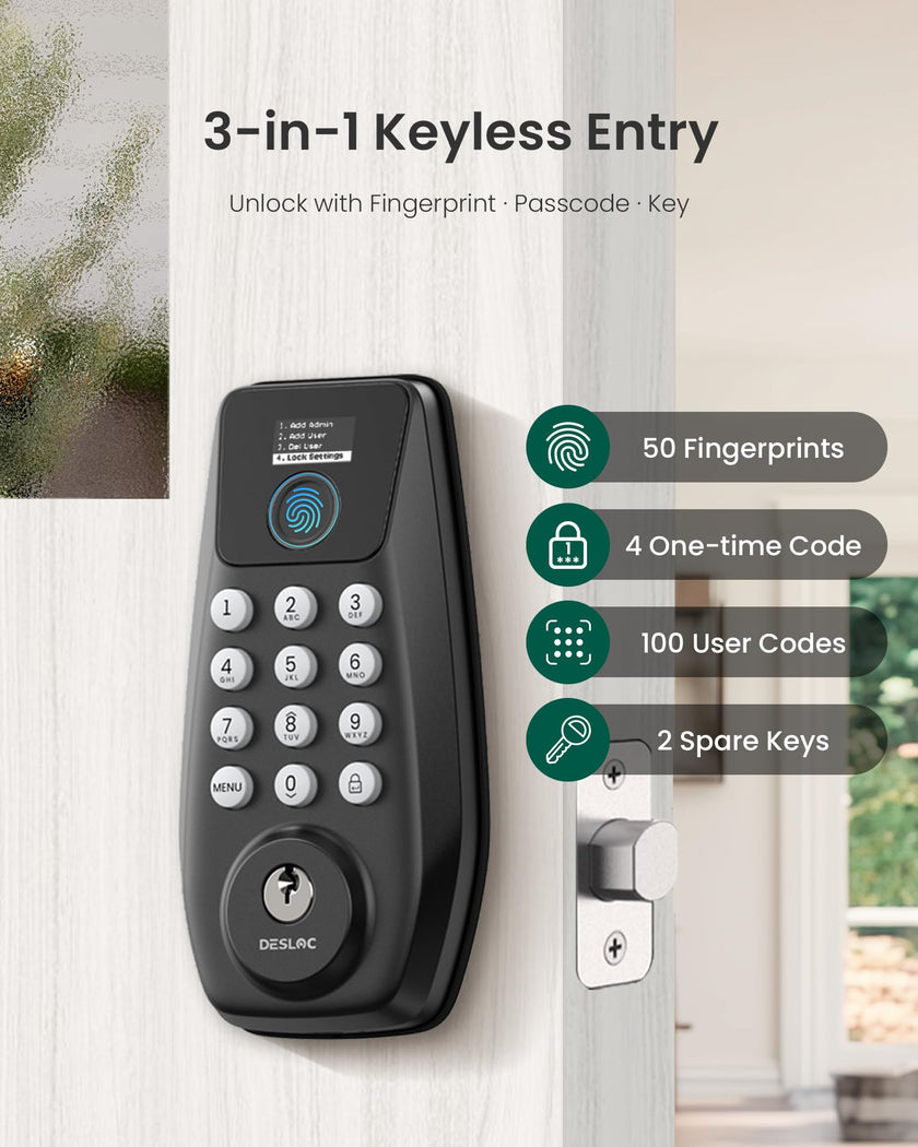 DESLOC C110 Fingerprint Smart Door Lock with Display 🍁 All In One Marketplace Canada