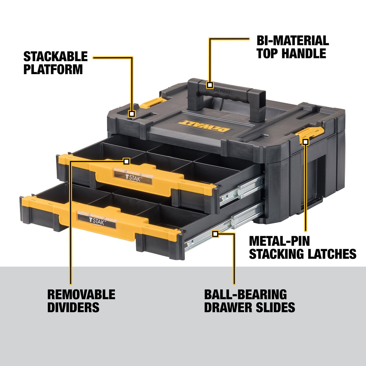 DEWALT TSTAK Tool Storage Organizer, Double Drawers (DWST17804) , Black 🍁 All In One Marketplace Canada