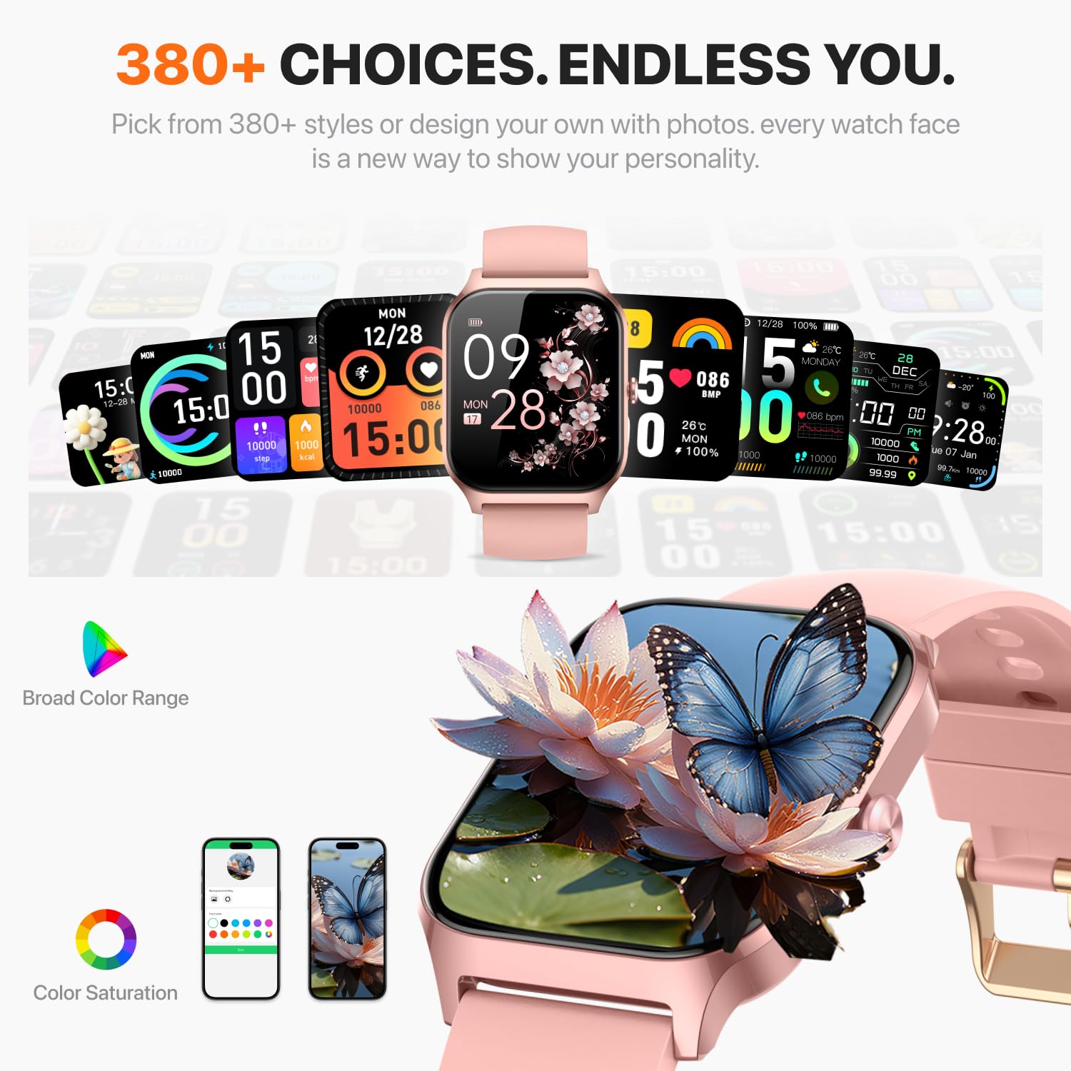 Smart Watch for Women Men - Answer/Make Call, Fitness Tracker Smartwatch for Android iPhone Compatible, Sleep Female Cycle, 120+ Sports Modes Step Counter (Classic, Pink, 1.83) 🍁 All In One Marketplace Canada