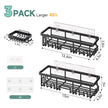 Veken Large Capacity Shower Caddy 3-Pack, No Drilling Adhesive Rack with Soap Holder, Rustproof & Waterproof Shelves, Bathroom Organizers and Storage, Wall-Mounted Kitchen & Home Decor, Black 🍁 All In One Marketplace Canada