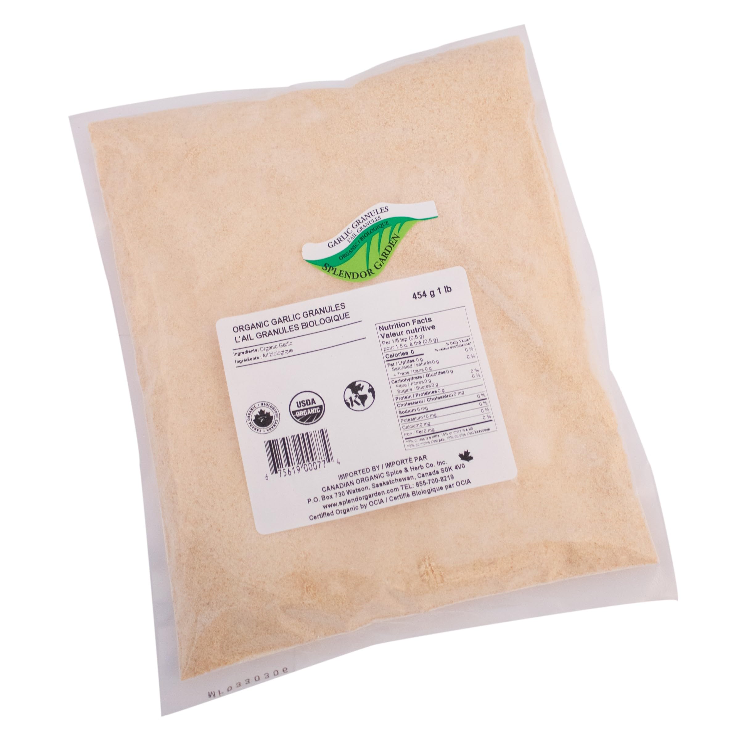 Splendor Garden Organic Garlic Granules - 454 g 🍁 All In One Marketplace Canada