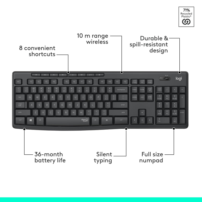 Logitech MK295 Mouse & Keyboard Combo with SilentTouch Technology, Full Numpad, Advanced Optical Tracking, Lag-Free, 90% Less Noise - Graphite 🍁 All In One Marketplace Canada