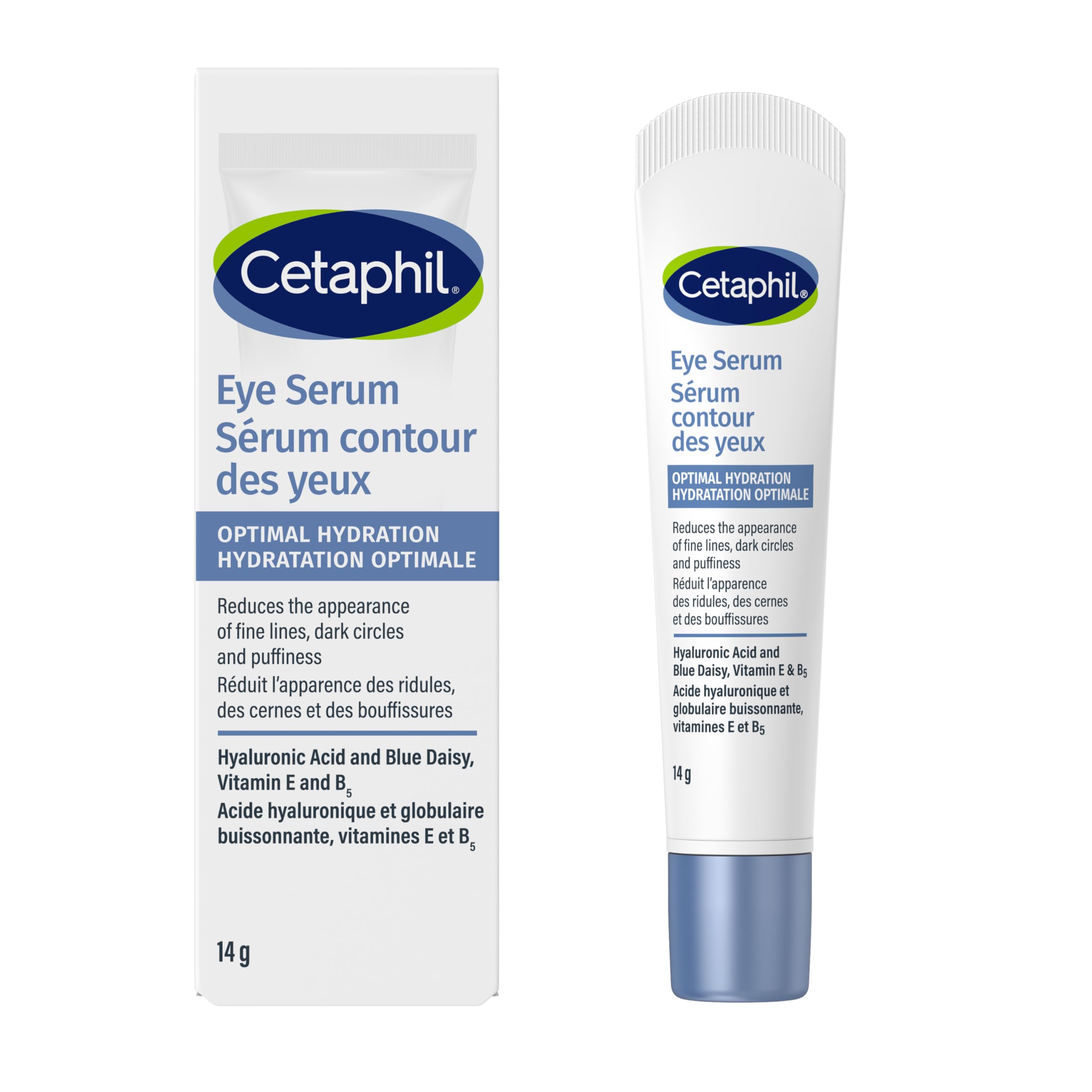 Cetaphil Optimal Hydration Eye Serum, Serum for Face, Wrinkles, Dark Circles & Puffiness, 48Hr Hydration with Hyaluronic Acid, Vitamin E & B5, Dermatologist Recommended, 14g 🍁 All In One Marketplace Canada