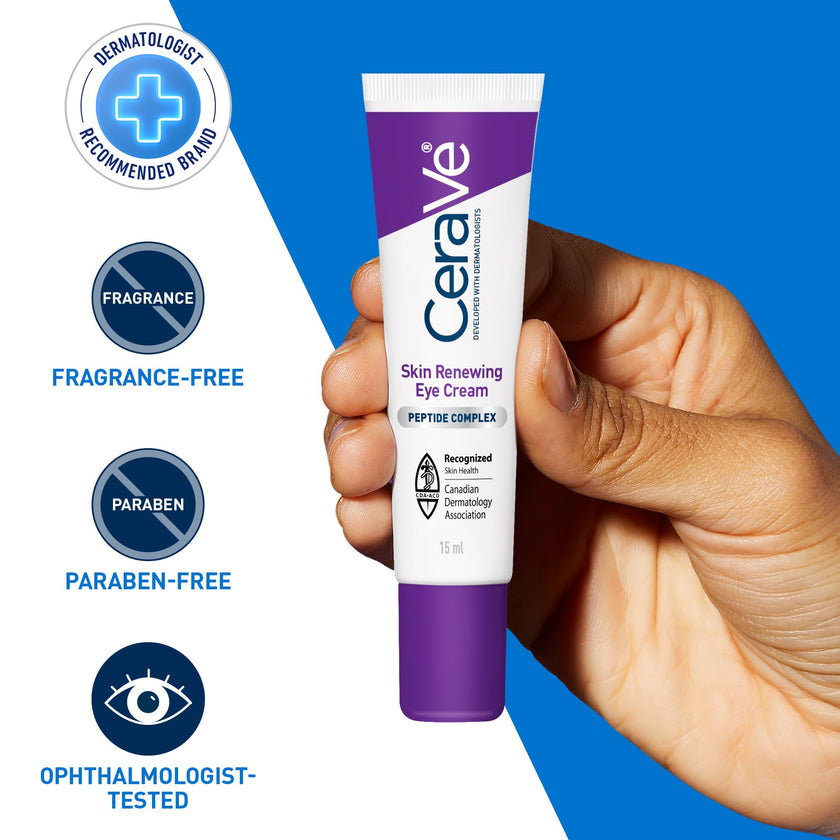 CeraVe Skin Renewing Eye Cream, Under Eye Cream with Caffeine, Peptides, & Hyaluronic Acid, Reduce Appearance of Fine Lines. Fragrance-Free & Ophthalmologist Tested, 15 mL 🍁 All In One Marketplace Canada