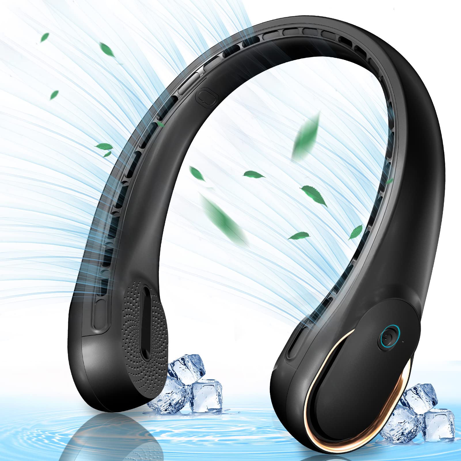 Portable Neck Fan, Personal Bladeless Neck Fans for Men, Upgraded Increase Air Volume & 4000mAh Battery, Ultra Quiet, 4-16 Hours Use Time Wearable Fan USB Rechargeable for Home Travel-Black 🍁 All In One Marketplace Canada
