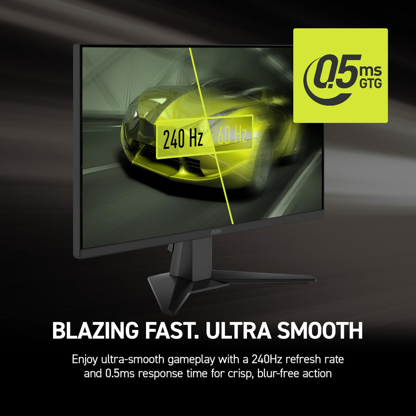 MSI MAG 245F X24 24-inch 1920 x 1080 (FHD) Gaming Monitor, 240Hz, FreeSync Premium, HDR Ready, HDMI, VGA Port, VESA Mountable, Tilt, 4-Side Slim Bezel, 0.5ms, Black 🍁 All In One Marketplace Canada