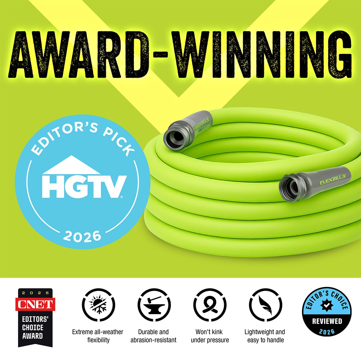 Flexzilla Garden Hose, 5/8'' X 50', Heavy Duty, Lightweight, Drinking Water Safe-HFZG550YW 🍁 All In One Marketplace Canada