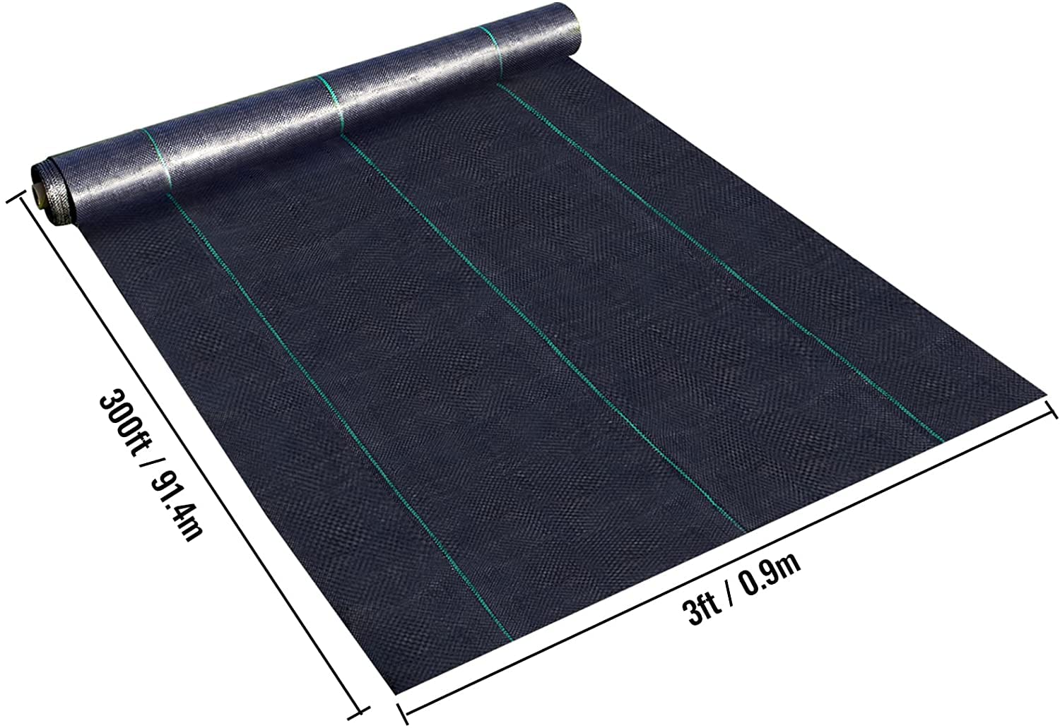 VEVOR 3FTx300FT Premium Weed Barrier Fabric Heavy Duty 3OZ, Woven Weed Control Fabric, High Permeability Good for Flower Bed, Geotextile Fabric for Underlayment, Polyethylene Ground Cover 🍁 All In One Marketplace Canada