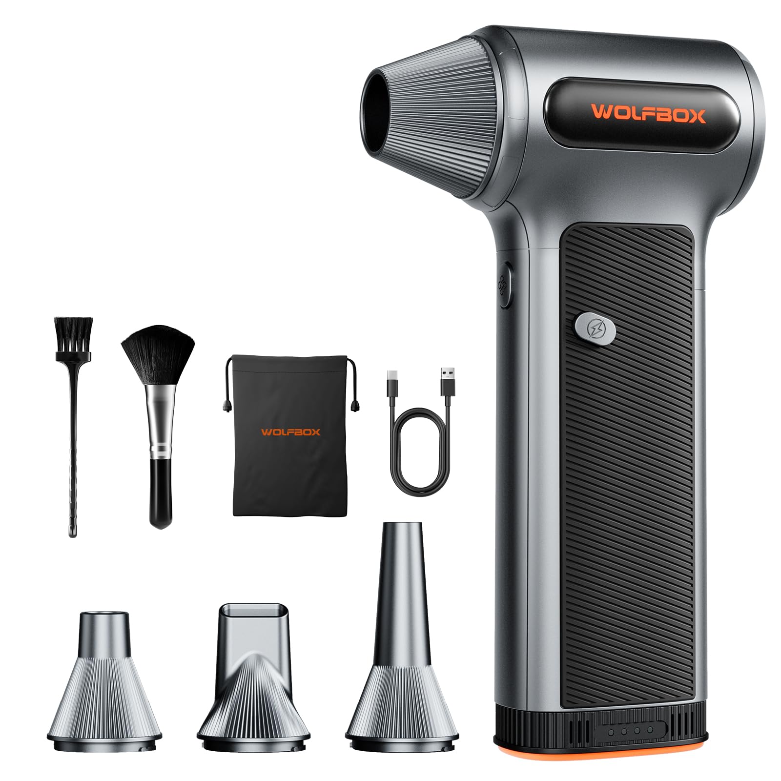 WOLFBOX MF200 Electric Air Duster with Removable Battery & 4 Nozzles, Cordless 3-Speed Adjustable Mini Blower for Computer Keyboard, Car Cleaning, Home, and Outdoor Use 🍁 All In One Marketplace Canada