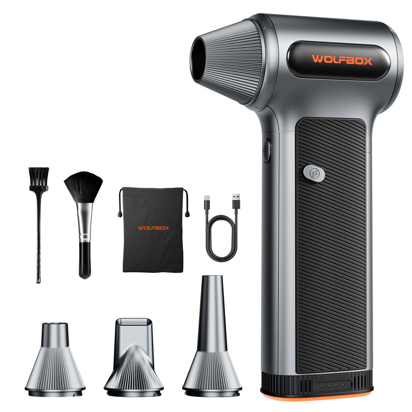WOLFBOX MF200 Electric Air Duster with Removable Battery & 4 Nozzles, Cordless 3-Speed Adjustable Mini Blower for Computer Keyboard, Car Cleaning, Home, and Outdoor Use 🍁 All In One Marketplace Canada