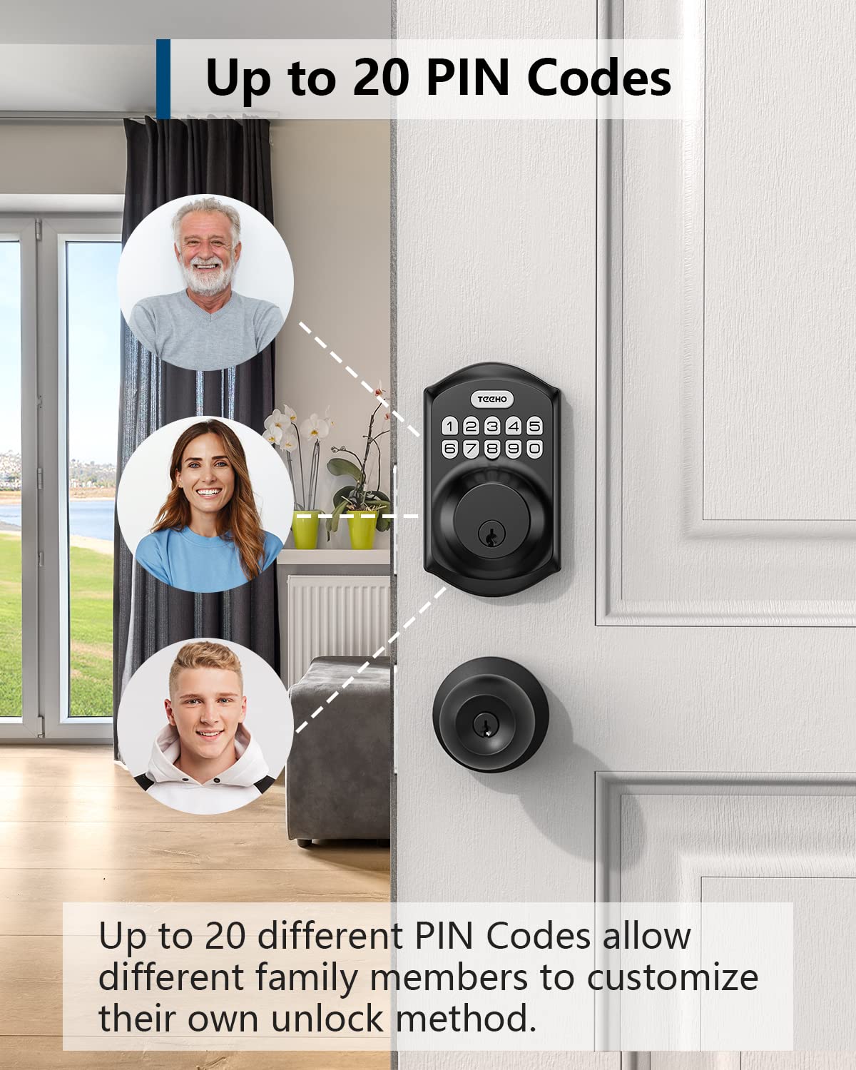 TEEHO TE001 Keyless Entry Door Lock with Keypad - Smart Deadbolt Lock for Front Door with 2 Keys - Auto Lock - Easy Installation - Matte Black 🍁 All In One Marketplace Canada