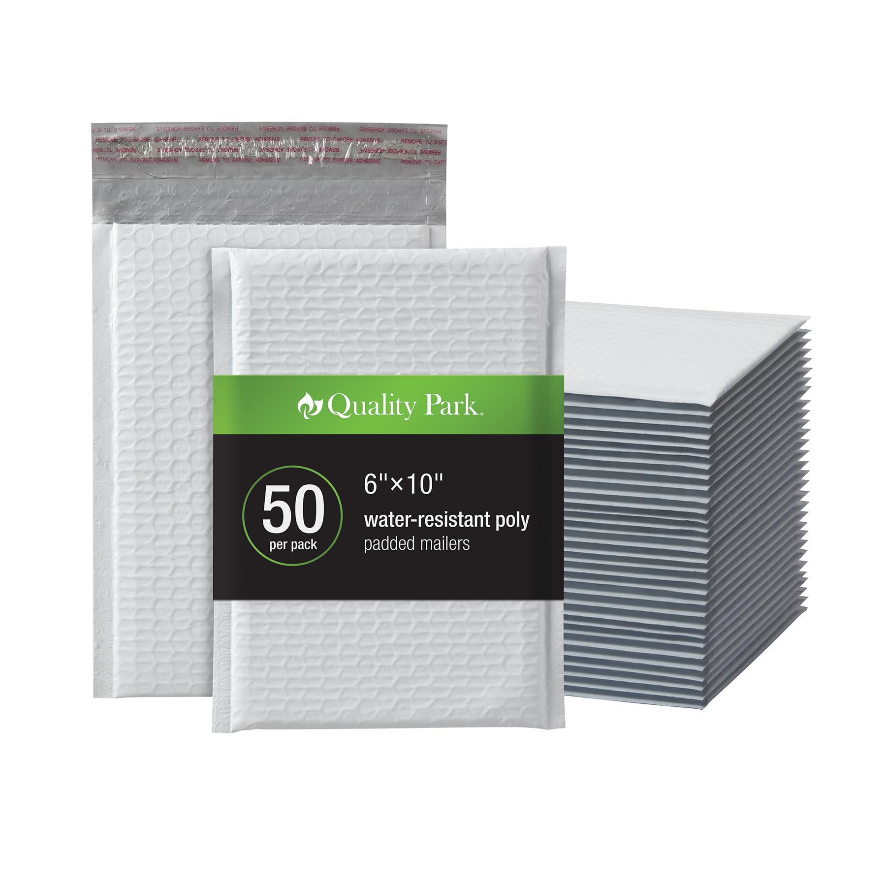 Quality Park Bubble Mailers, 6 x 9 Shipping Envelopes, Water Resistant White Poly Padded Envelopes, Redi-Strip Peel Off Closure, 50 Per Box (QUA85856) 🍁 All In One Marketplace Canada