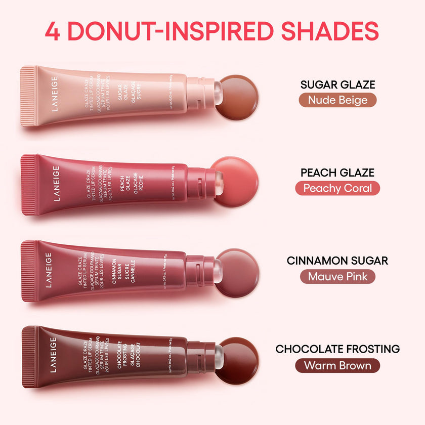 LANEIGE Glaze Craze Tinted Hydrating Lip Serum, for Glossy, Nourished Lips with Plumping Polypeptides, Chocolate Frosting 🍁 All In One Marketplace Canada