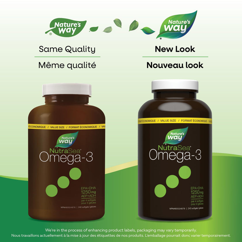 Nature's Way NutraSea Omega 3 Softgels Supplement with Fish Oil – Zesty Lemon Flavour – Heart & Brain Support for Kids Ages 6+ and Adults – EPA & DHA, 240 Softgels, Value Size 🍁 All In One Marketplace Canada
