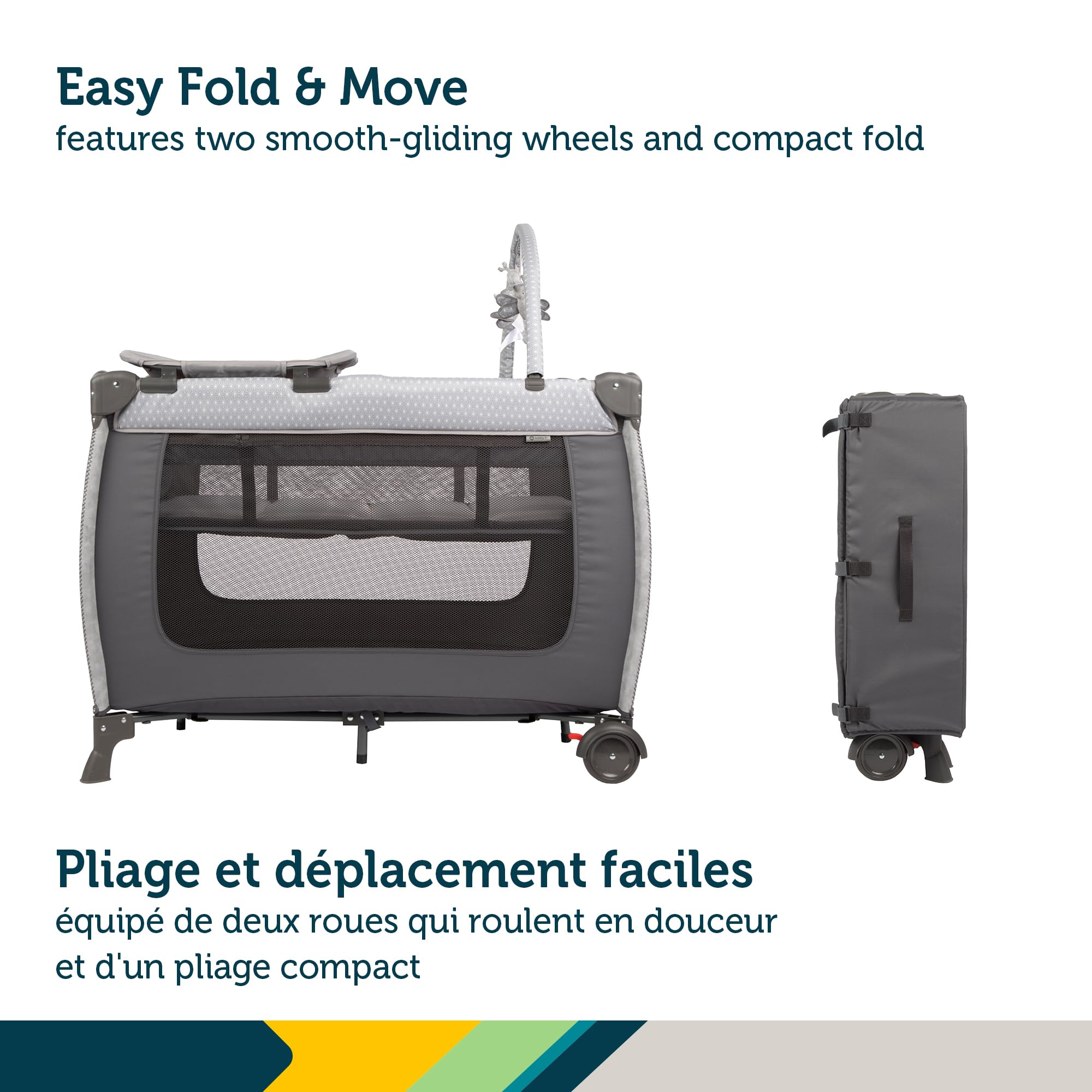 Safety 1st Amherst Baby Playard – 3-in-1 Travel-Ready Playard, Bassinet & Changer with Storage, Toy Bar – for Newborn to Toddler – Stardust 🍁 All In One Marketplace Canada