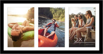 Americanflat 5x7 Picture Frame Collage with Shatter-Resistant Glass - Fits Three 5x7 Photos or Use as One 8x16 Frame - Signature Collection - Collage Frames for Tabletop and Wall Display - Black 🍁 All In One Marketplace Canada