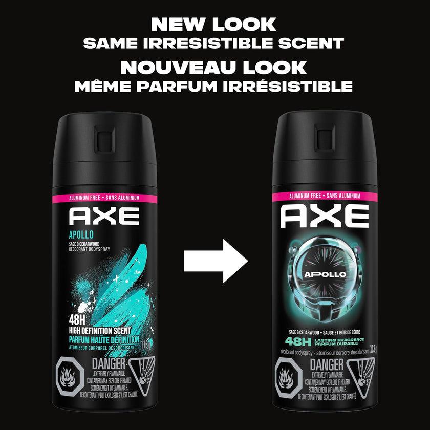 AXE Apollo Deodorant Body Spray, for long-lasting odour protection, Sage & Cedarwood, Aluminum-free Deodorant, 113g (Pack of 4) 🍁 All In One Marketplace Canada