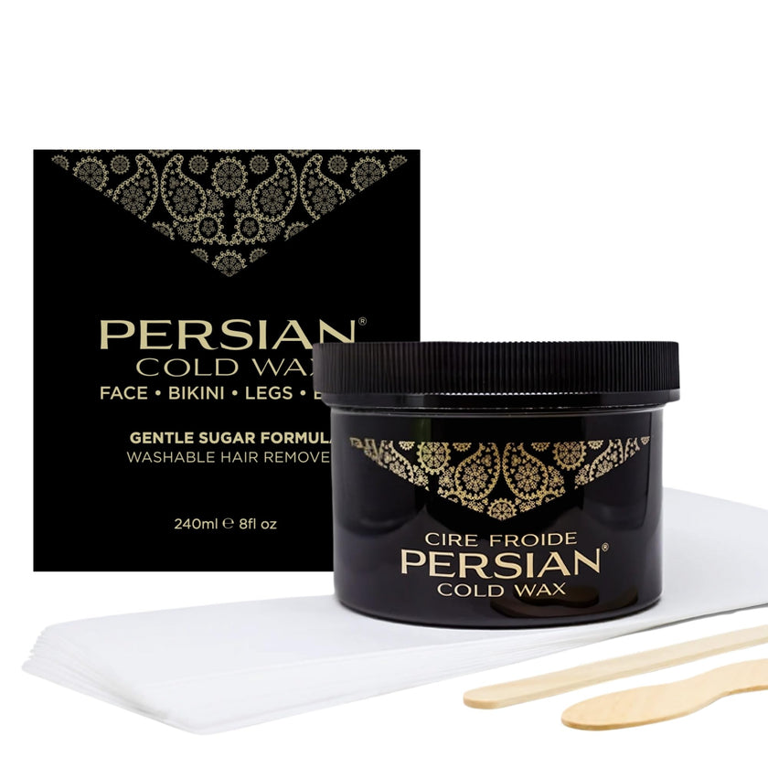 Persian Cold Wax Kit, Hair Removal Sugar Wax for Body Waxing Women & Men, 8 oz (240ml) wax, 20 strips, 2 spatulas. 🍁 All In One Marketplace Canada