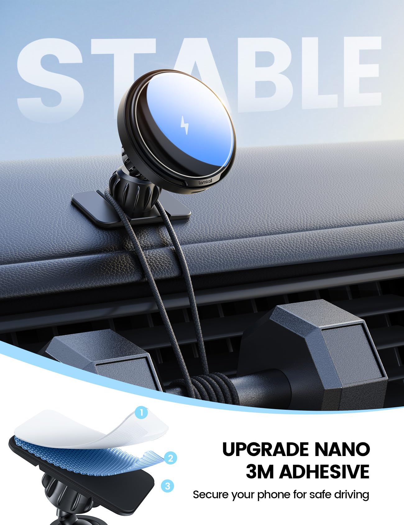 Lamicall for MagSafe Car Mount Charger - [Ultra Magnet] 15W Wireless Car Phone Holder Charger - HandsFree Magnetic Phone Holders for Your Car Vent for iPhone 17 16 15 14 13 Pro Max Handlebar, Mom Gift 🍁 All In One Marketplace Canada