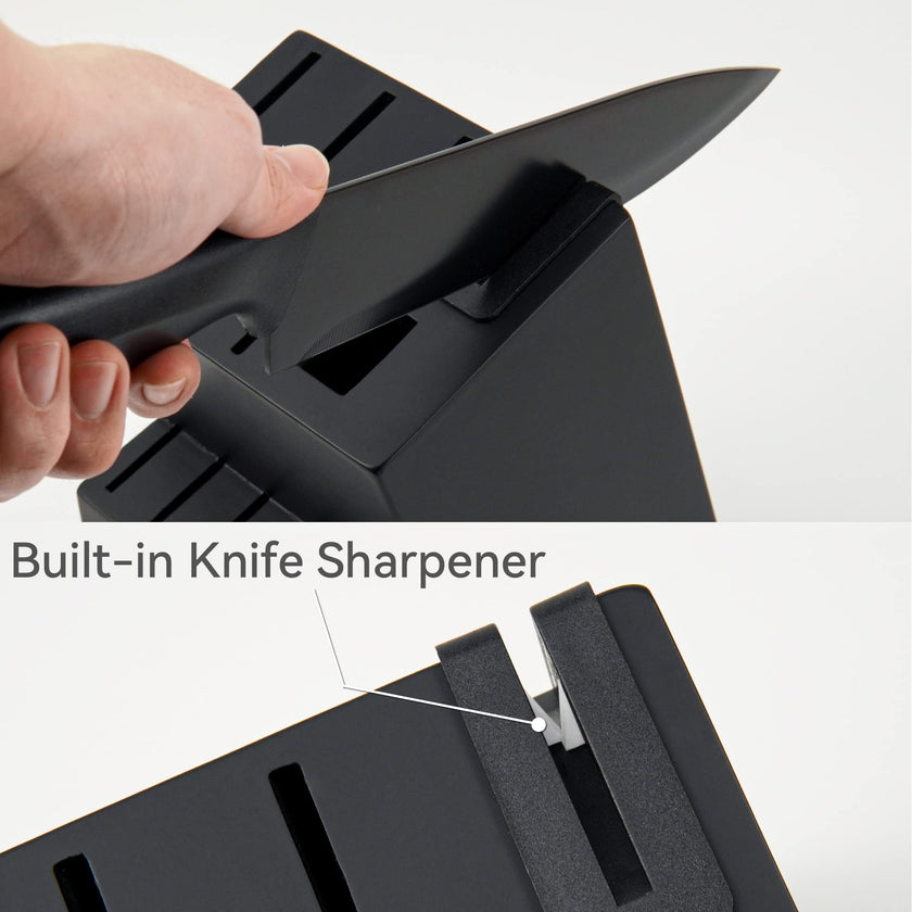 HUNTER.DUAL Knife Set, Dishwasher Safe Kitchen Knife Set with Block, 15 Pcs Black Kitchen Knife Sets with Block Self Sharpening, 6 Steak Knives, Black 🍁 All In One Marketplace Canada
