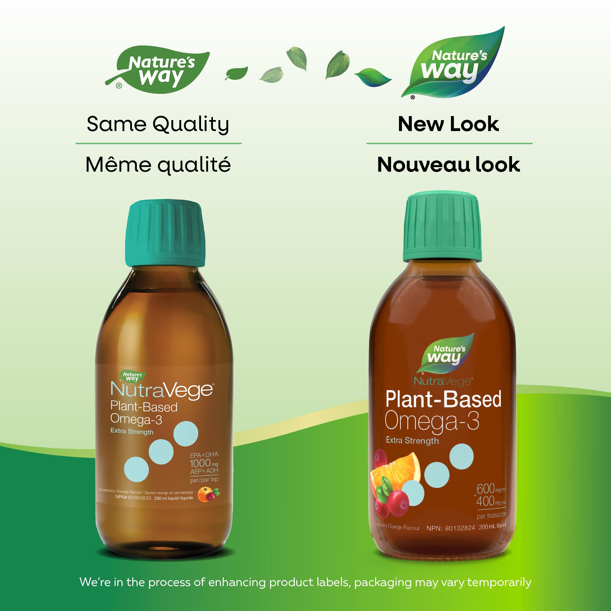 Nature's Way NutraVege Plant-based Omega-3 Extra Strength Vegetarian Liquid Supplement - 1000mg EPA + DHA - Cranberry Orange Flavour – Supports Healthy Heart, Eyes and Brain Function in Adults, 200 mL 🍁 All In One Marketplace Canada