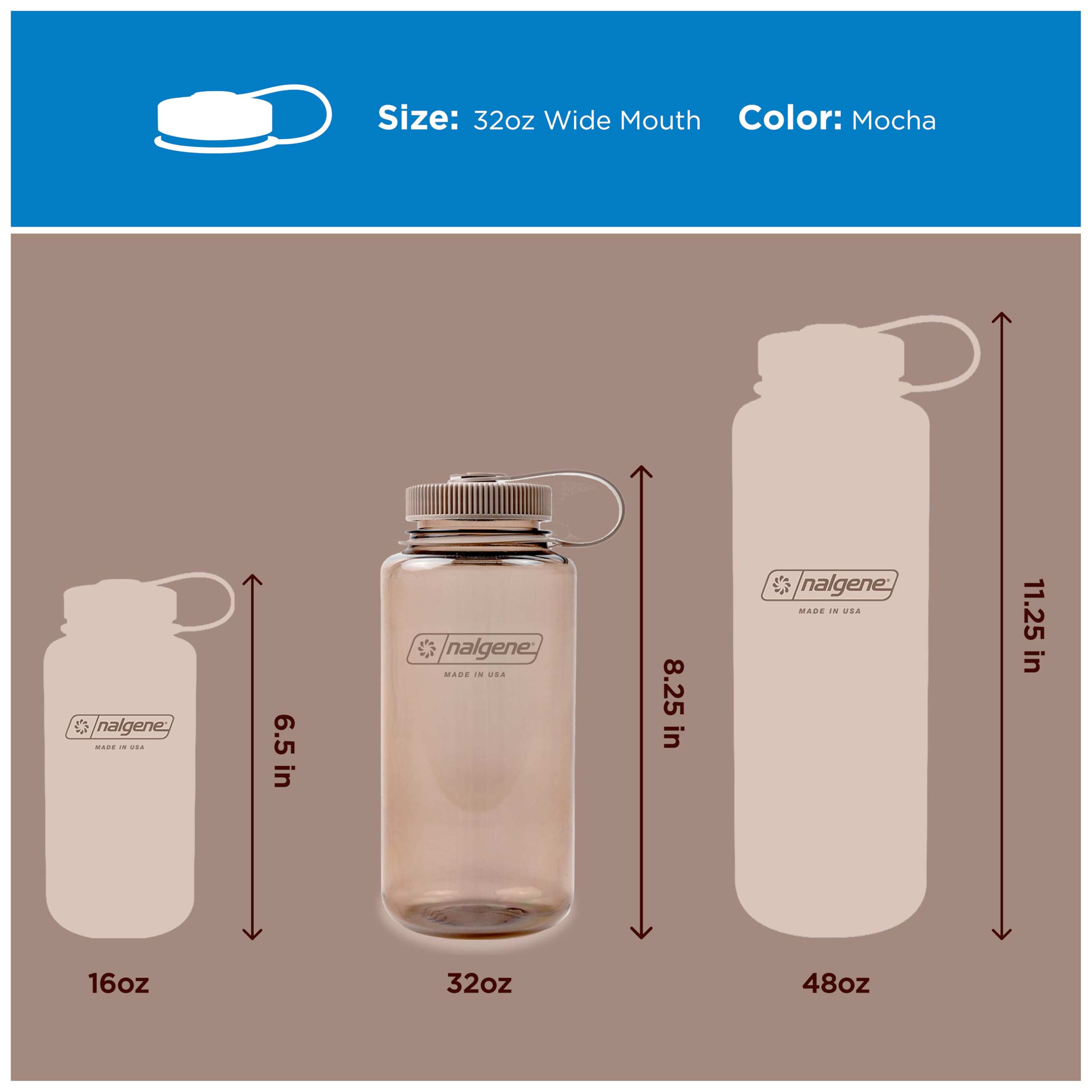 Nalgene 32 oz Wide Mouth Water Bottle BPA-Free, Durable & Leak Proof, Lightweight Bottle for Hiking & Gym, Work & Travel, Mocha 🍁 All In One Marketplace Canada