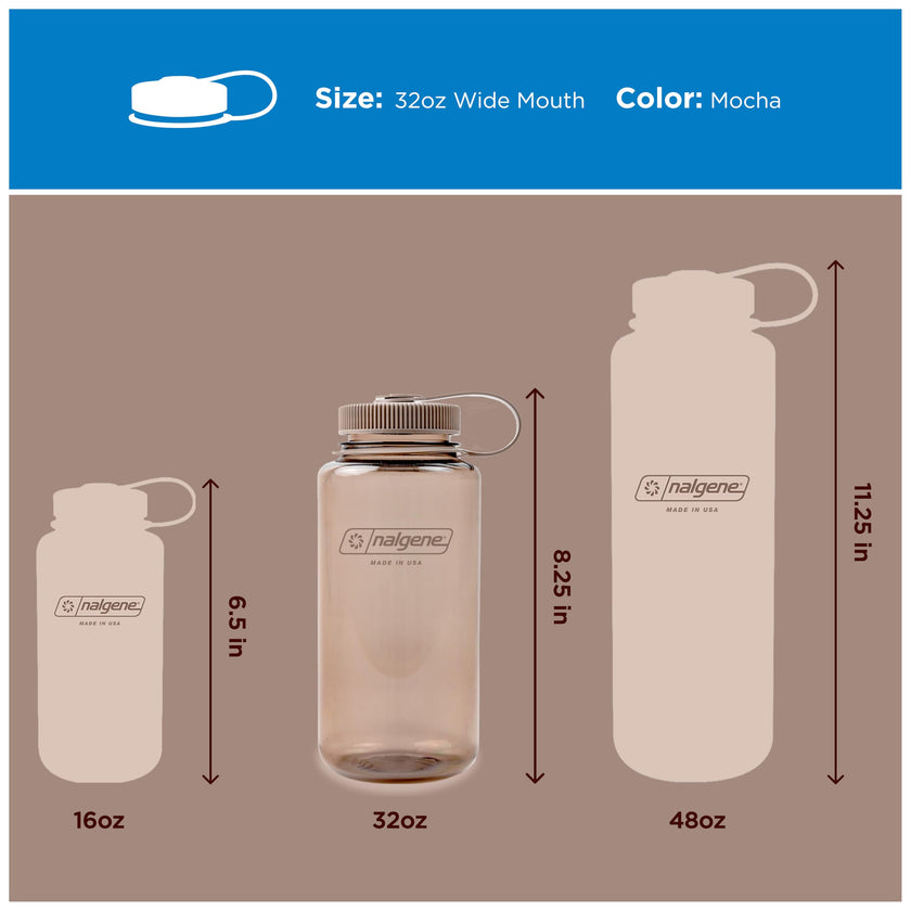 Nalgene 32 oz Wide Mouth Water Bottle BPA-Free, Durable & Leak Proof, Lightweight Bottle for Hiking & Gym, Work & Travel, Mocha 🍁 All In One Marketplace Canada